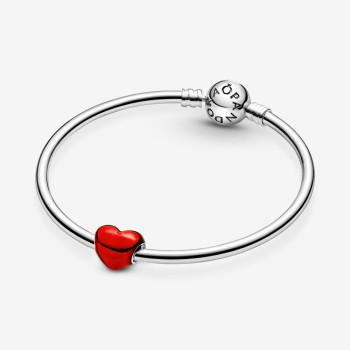 Charm Cuore Metallico Rosso