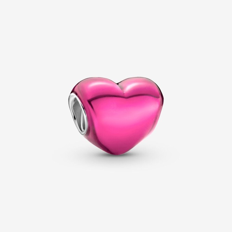 Charm Cuore Metallico Rosa