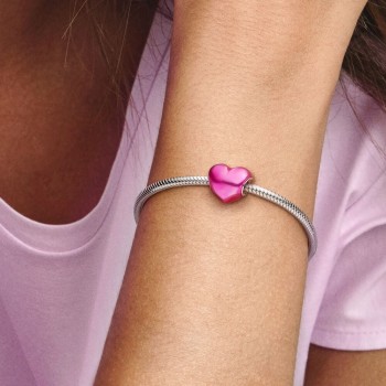 Charm Cuore Metallico Rosa