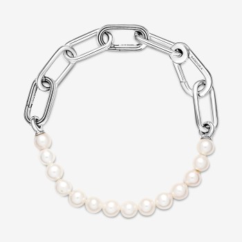 Bracciale Pandora maglia link con perle coltivate d’acqua dolce trattate Pandora ME