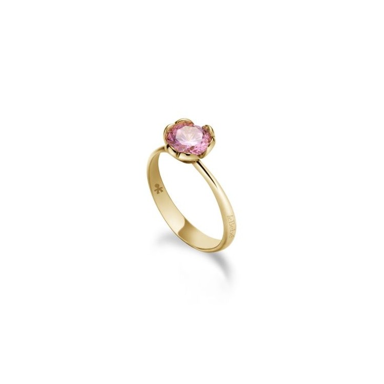 Anello oro giallo e quarzo rosa di sintesi collezione Lovely