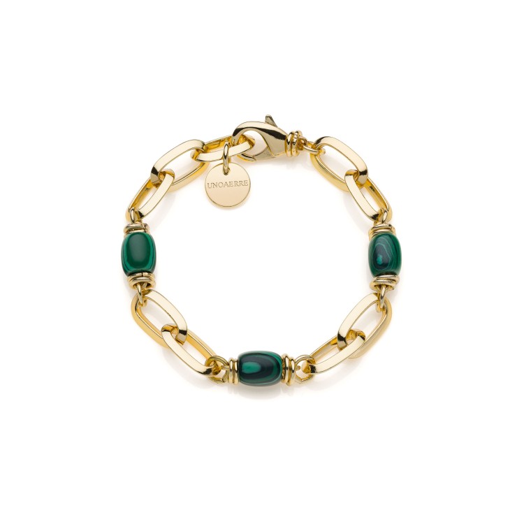 Bracciale placcato oro con malachite verde