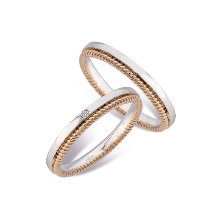 Acquista Fede nuziale POLELLO in Oro Bianco e Rosa 18kt - D2892UBR