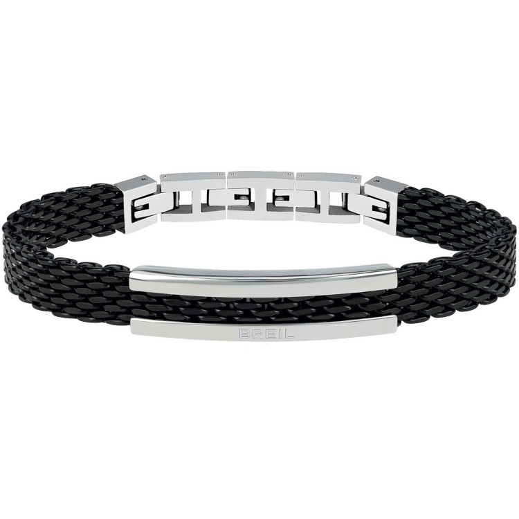 Bracciale snap Breil in maglia milanese in acciaio con elemento in IP silver