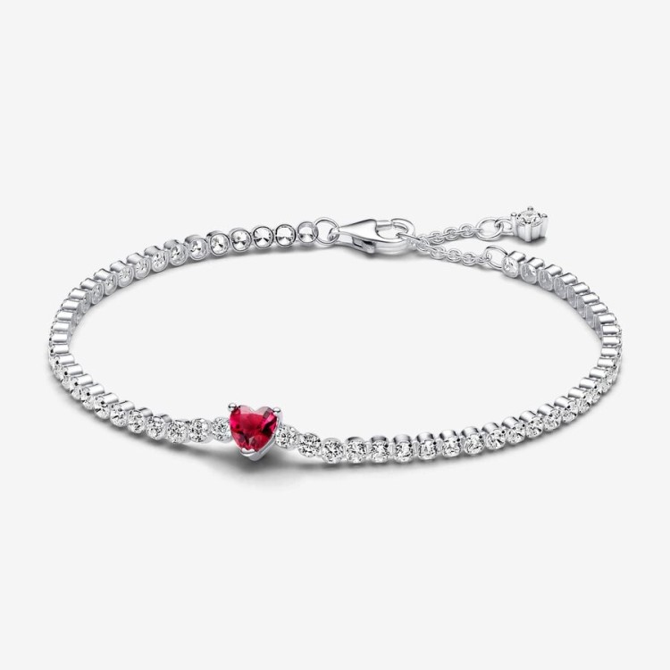 Bracciale Tennis con Cuore Rosso