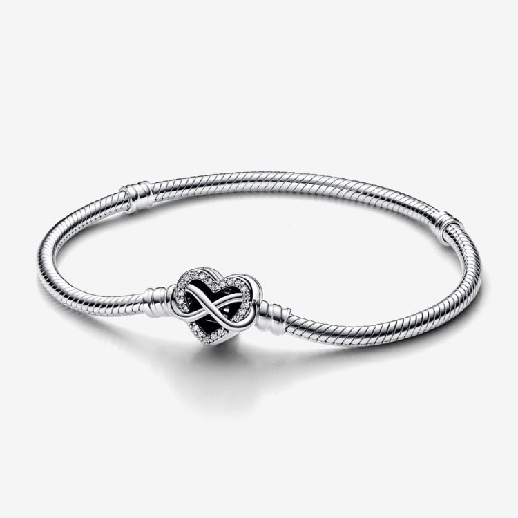 Bracciale Pandora con Chiusura Cuore Infinito Pietre Luminose