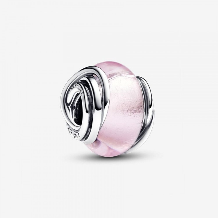 Charm Pandora Vetro di Murano Rosa e Cerchi