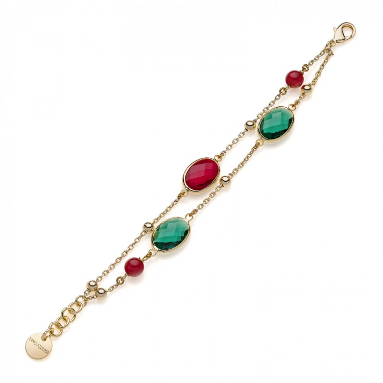 Bracciale Unoaerre con pietre rosse e verdi Jaipur