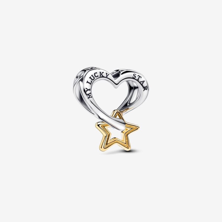 Charm Pandora Openwork Cuore e Stella "My Lucky Star"