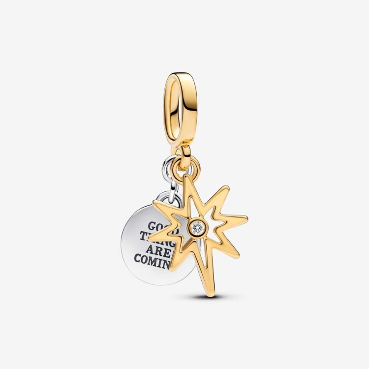 Charm Pandora Pendente Stella Polare da incidere con diamante creato in laboratorio