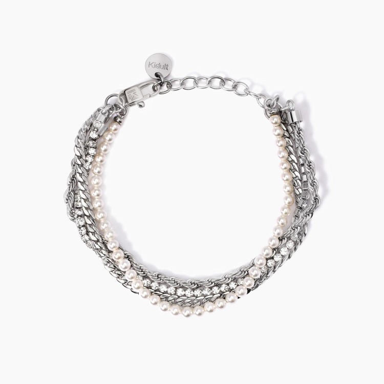 Bracciale Kidult con perle e tennis bianco