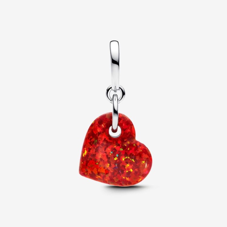 Charm pandora Pendente Cuore Opale Rosso